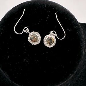 Cookie Lee Silver and Brown Toned Drop Earrings